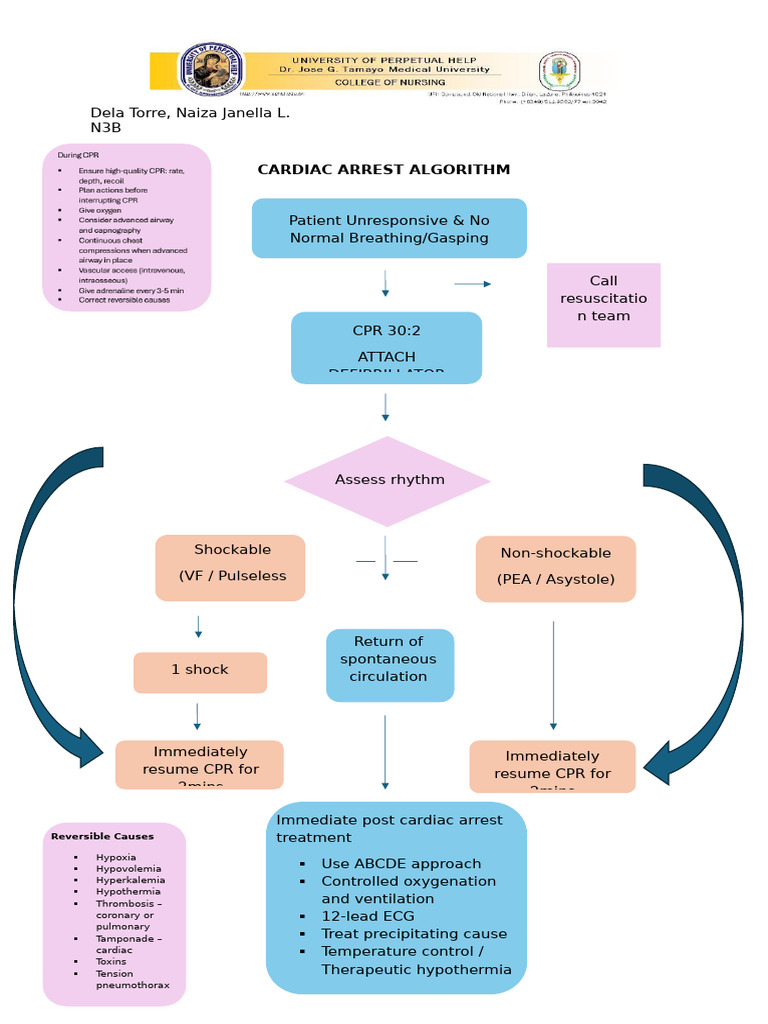 Cardiac Arrest Response Algorithm Guide | PDF