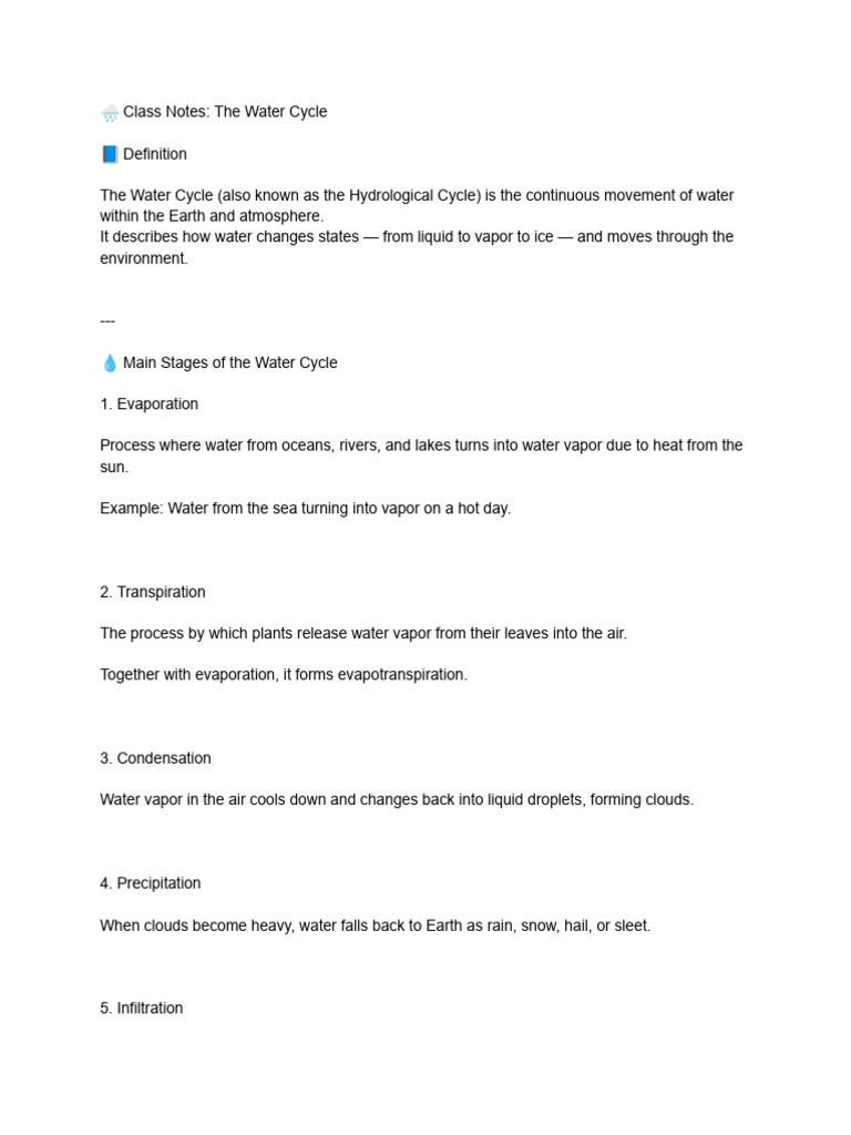 Water Cycle Overview and Key Stages | PDF