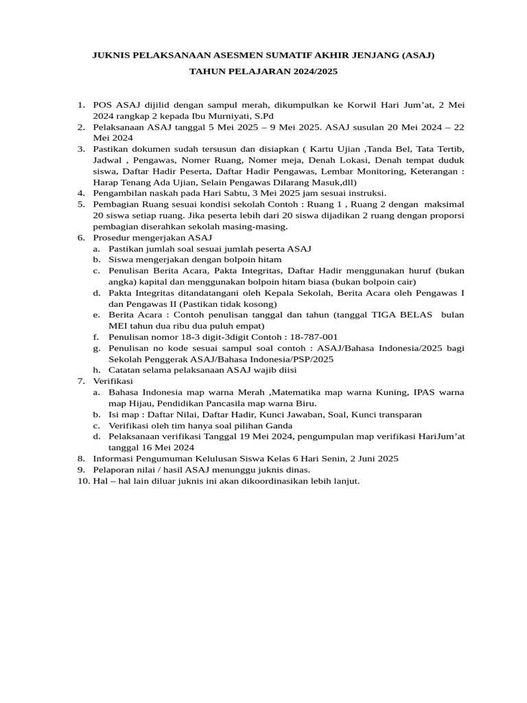 Juknis ASAJ 2024/2025: Panduan Lengkap | PDF