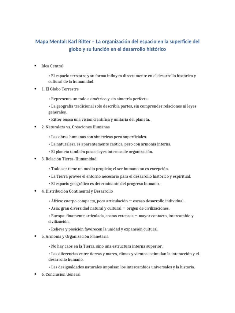 Karl Ritter: Geografía y Desarrollo Histórico | PDF