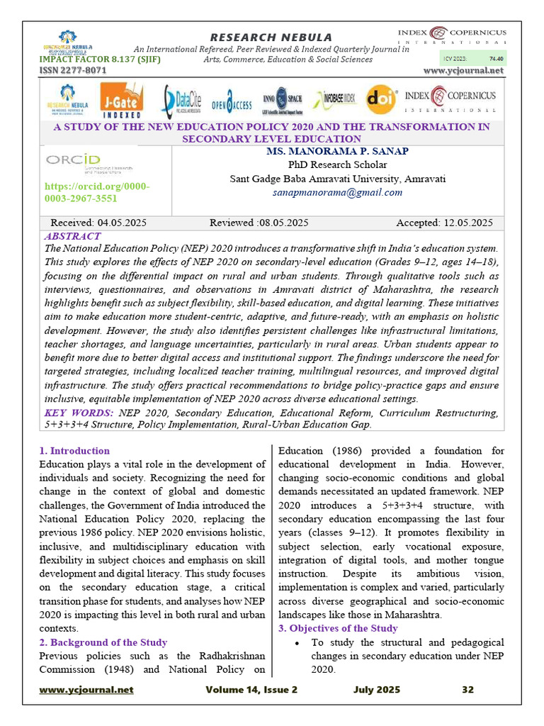 July 2025 Volume XIV, Issue II-32-34 | PDF | Vocational Education ...