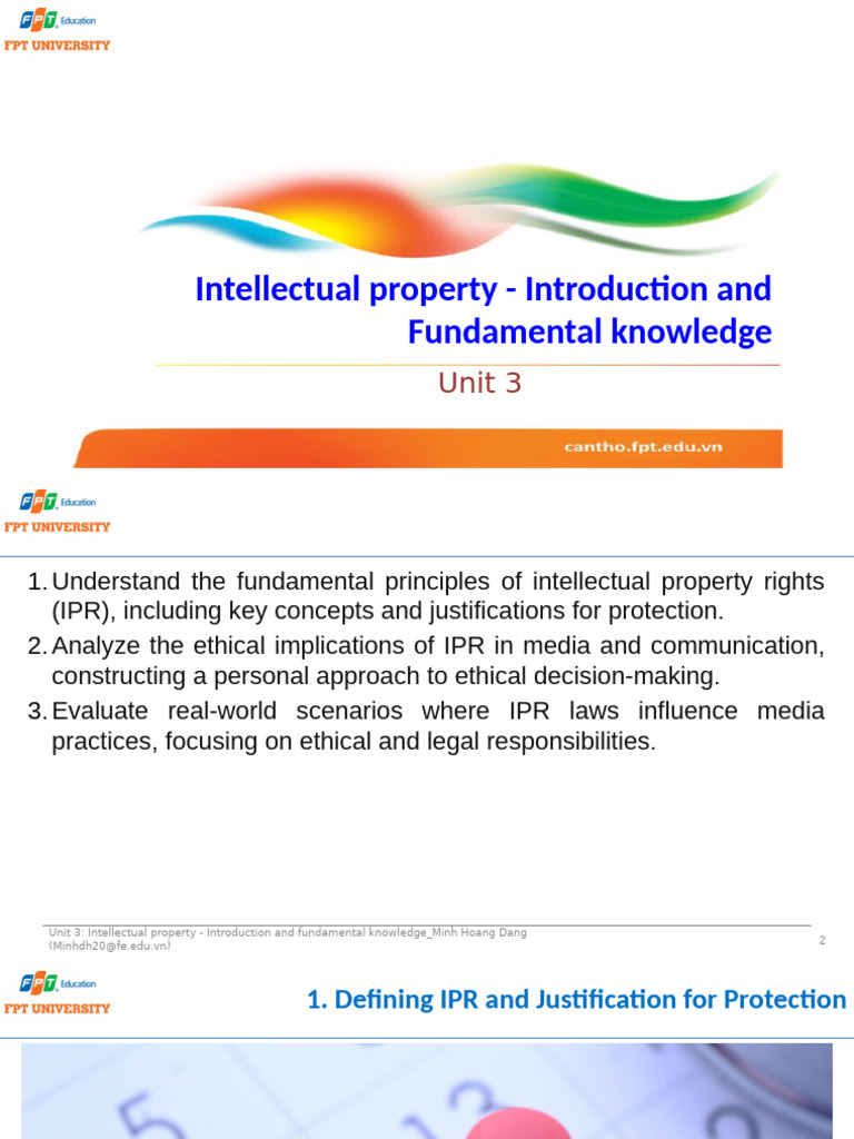 Unit 3 - Intellectual Property - Introduction and Fundamental Knowledge ...