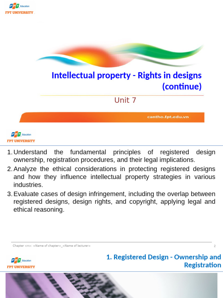 Unit 7 - Intellectual Property - Rights in Designs (Continue) | PDF ...