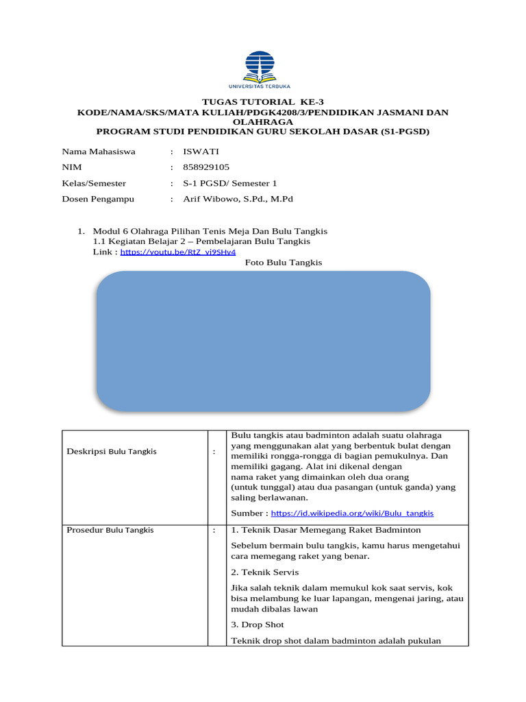 Format Tugas Tutorial 3 Iswati | PDF