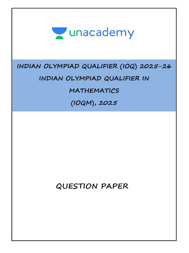 IOQM 2025 Mathematics Question Paper | PDF | Area | Elementary Mathematics