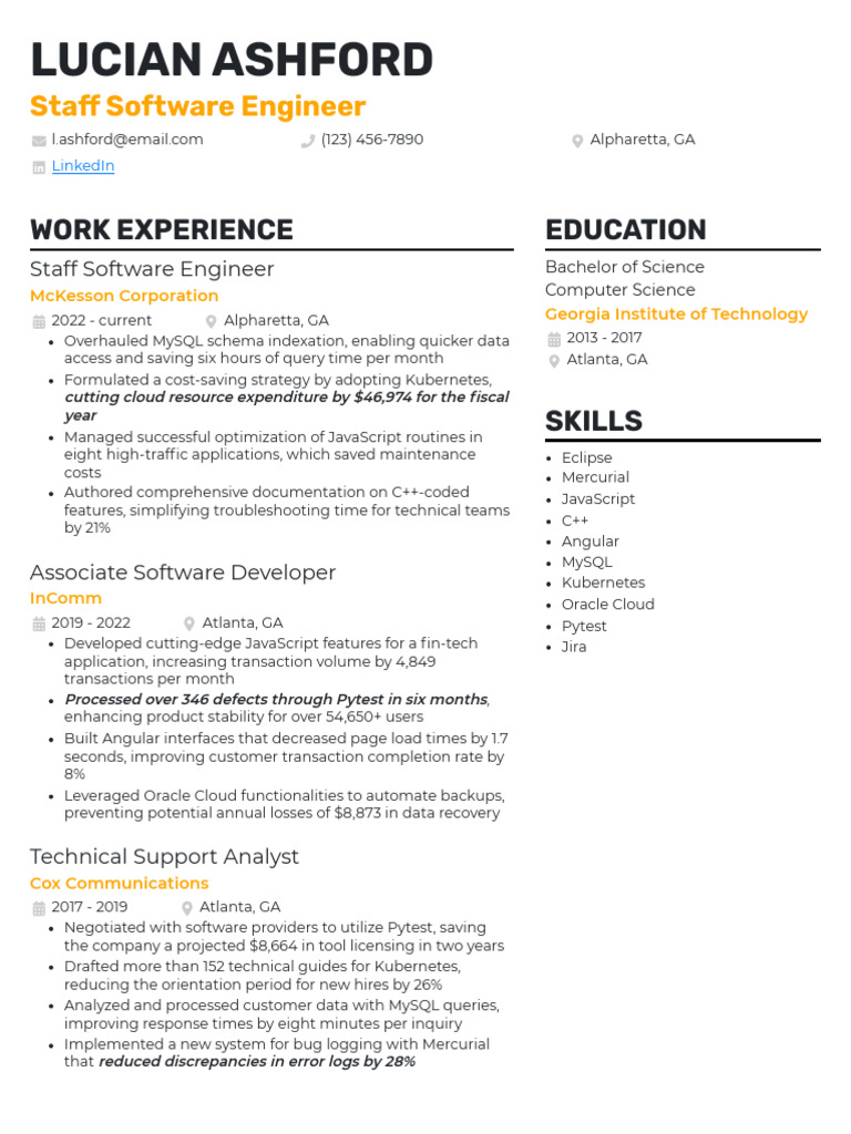 Lucian Ashford: Staff Software Engineer Resume | PDF | Cloud Computing ...
