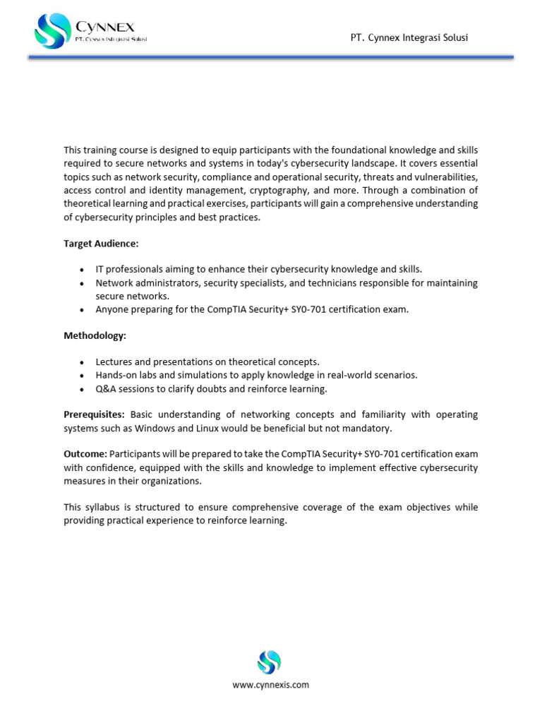 CompTIA Security+ SY0-701 Course Syllabus | PDF | Computer Security ...