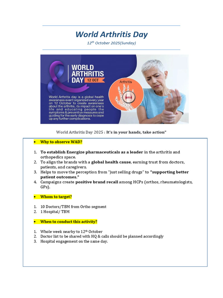 World Arthritis Day 2025 Campaign Plan | PDF | Social Programs ...