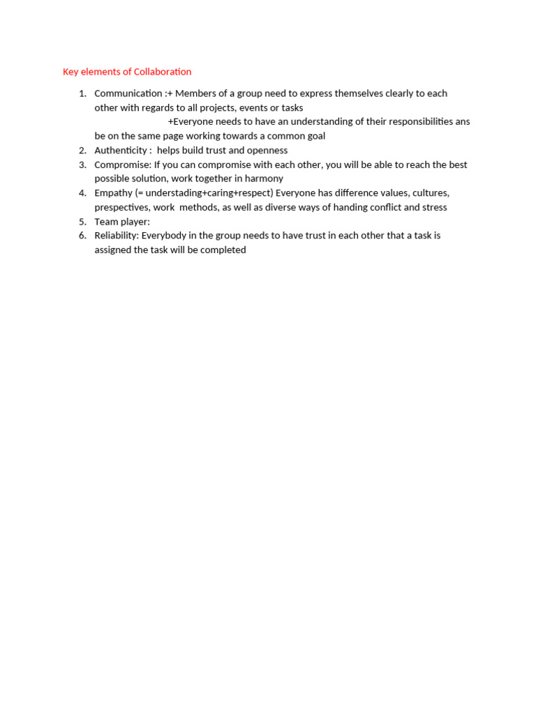 Key Elements of Collaboration | PDF