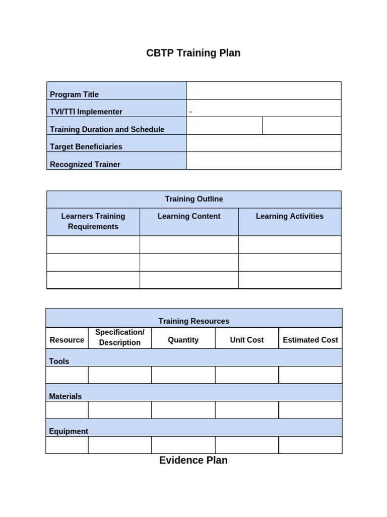 CBTP Training Plan Overview | PDF