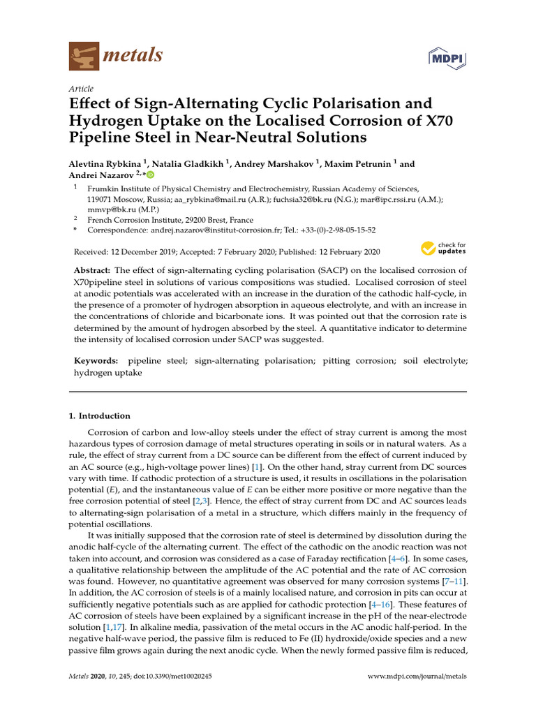 Effect of Sign-Alternating Cyclic Polarisation and - 2020 | PDF ...