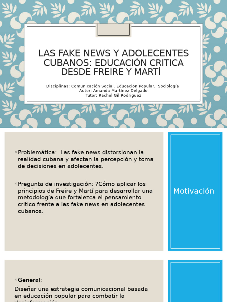 Las Fake News y Adolecentes Cubanos. Martínez, D. Amanda | PDF