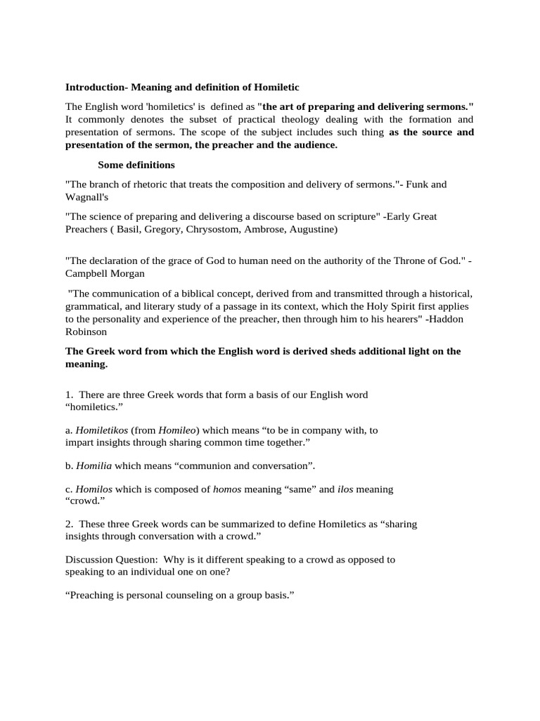 Defining Homiletics in Christianity | PDF | Sermon | Homiletics