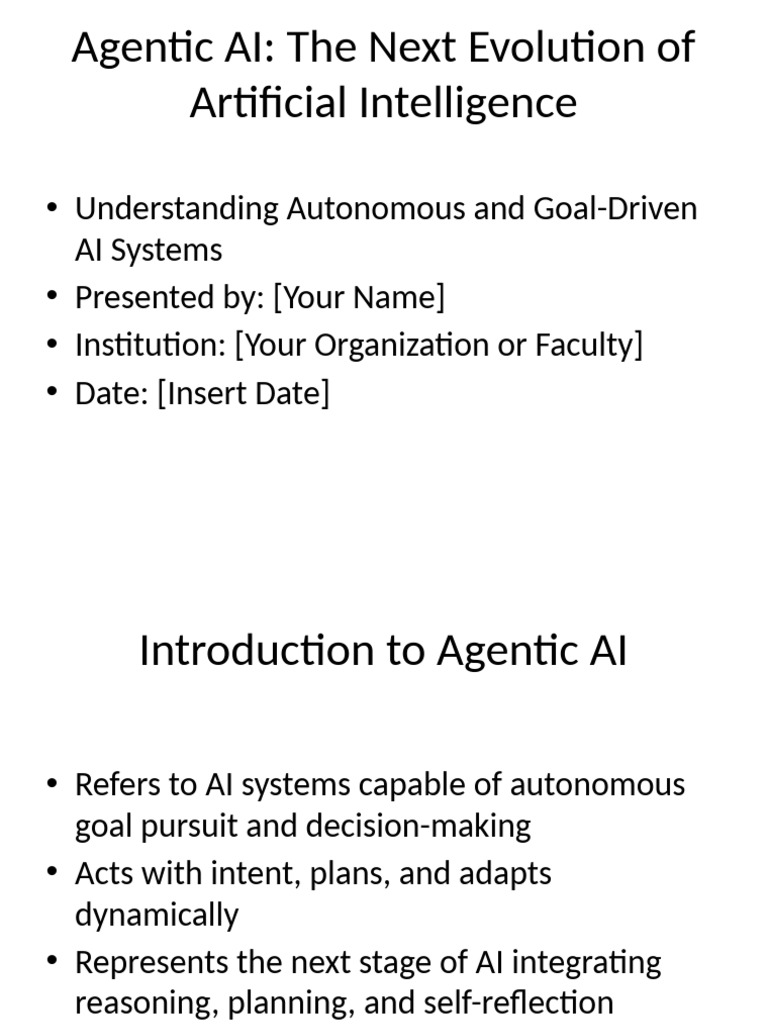 Agentic AI Presentation | PDF | Artificial Intelligence | Intelligence ...