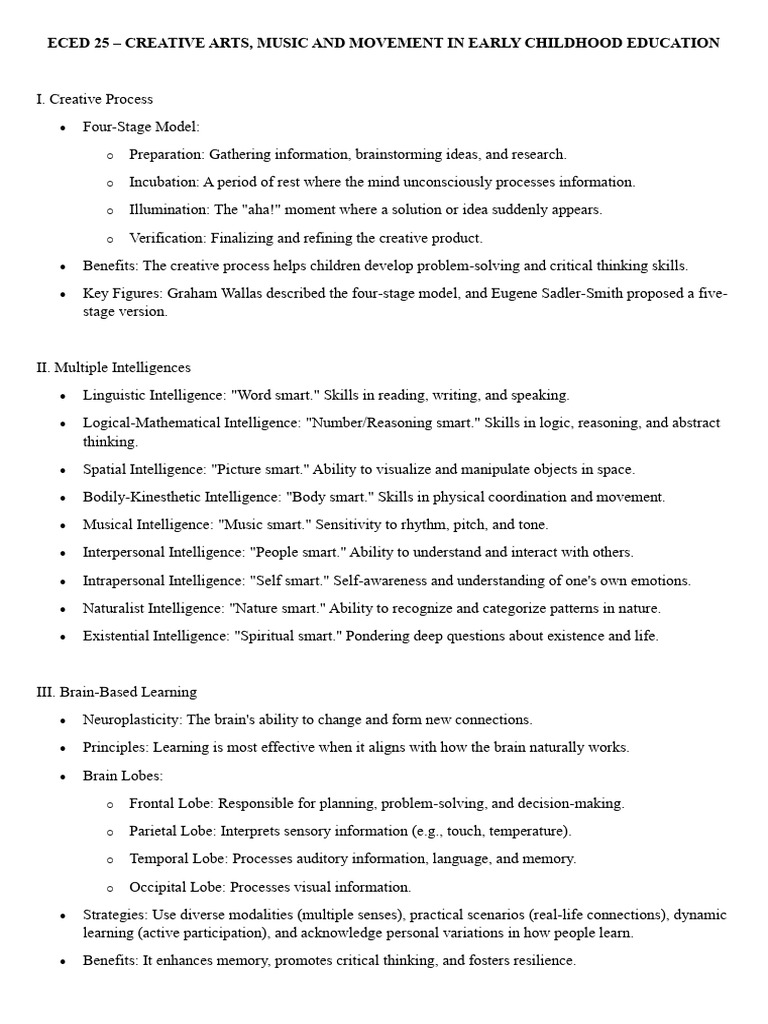Creative Arts in Early Childhood Education | PDF | Creativity | Emotions