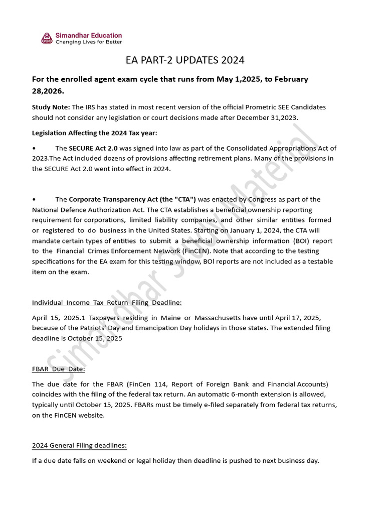 2024 Tax Updates for Enrolled Agents | PDF | Health Savings Account ...