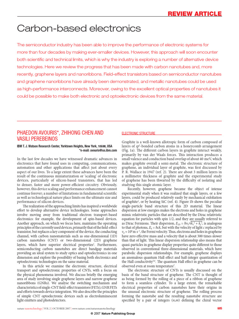 Carbon Nanotubes and Graphene FETs | PDF | Carbon Nanotube | Graphene