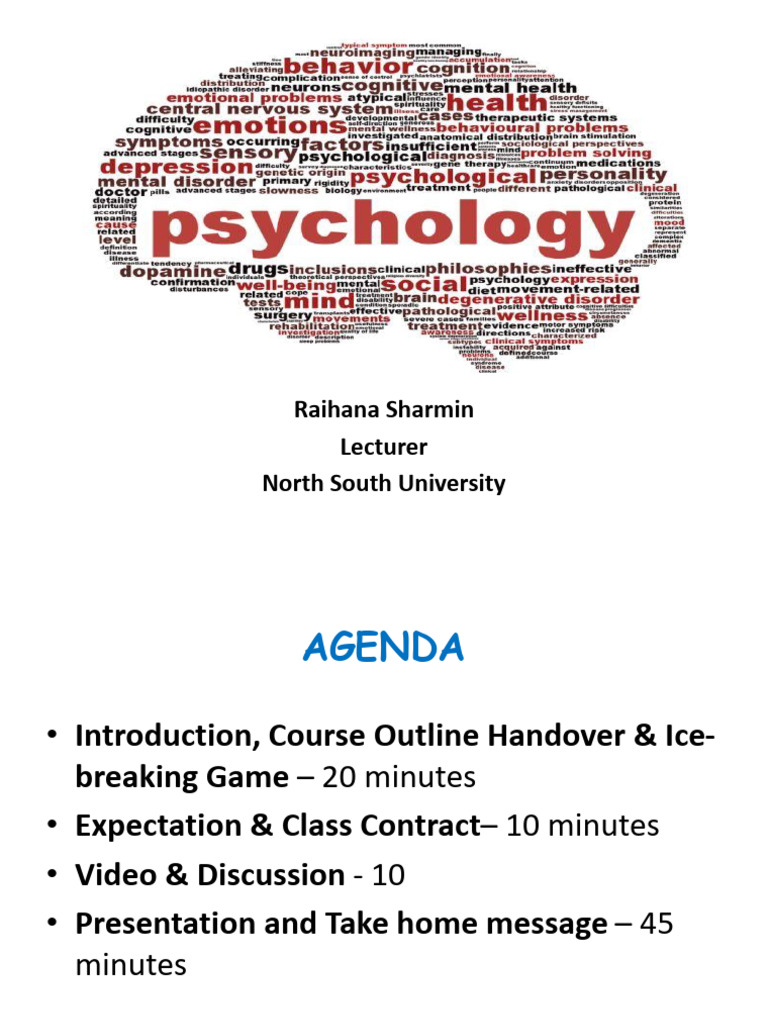 Introduction to Psychology Course Agenda | PDF | Psychology | Mind
