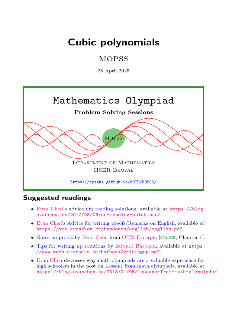 Solving Cubic Polynomials in Olympiads | PDF | Polynomial | Elementary ...