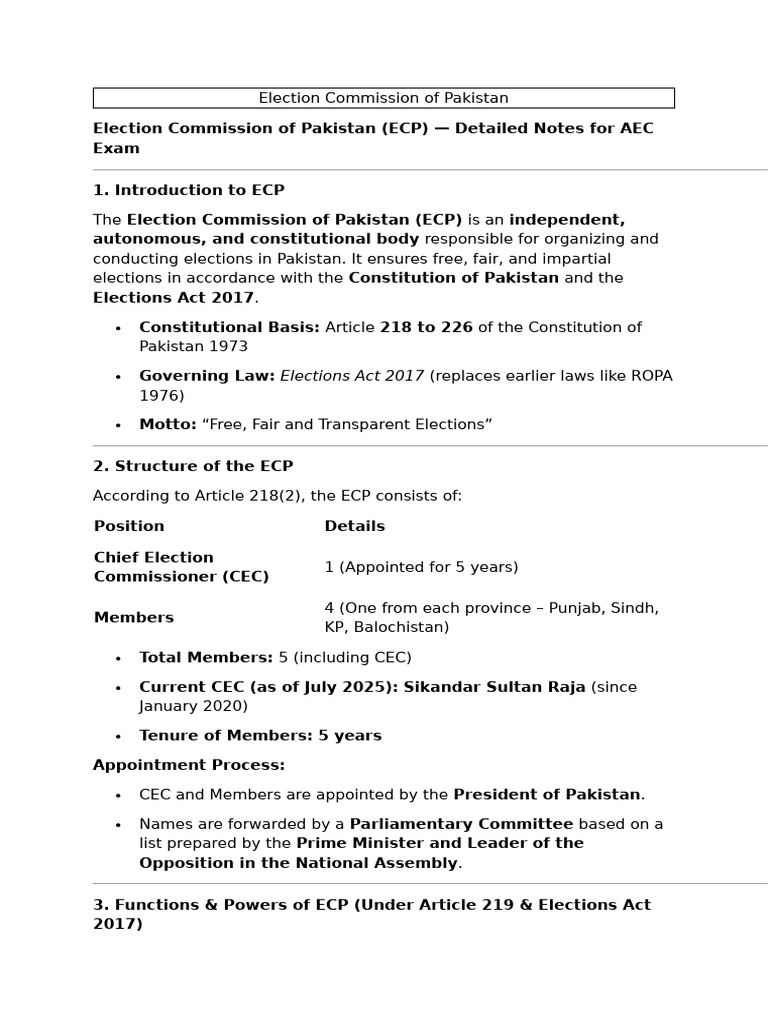ECP Overview: Structure, Functions, and History | PDF | Elections | Voting