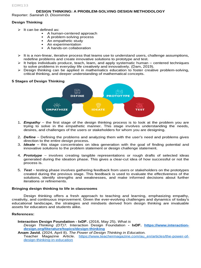 Design Thinking in Education Explained | PDF | Design Thinking | Thought