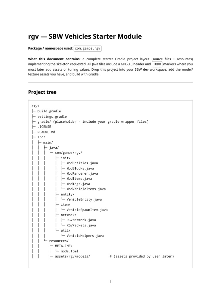 SBW Vehicles Starter Module Guide | PDF | Java (Programming Language ...