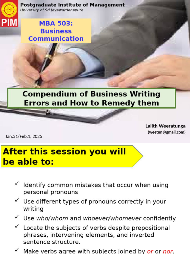Business Writing Errors and Remedies | PDF | Grammatical Number | Plural
