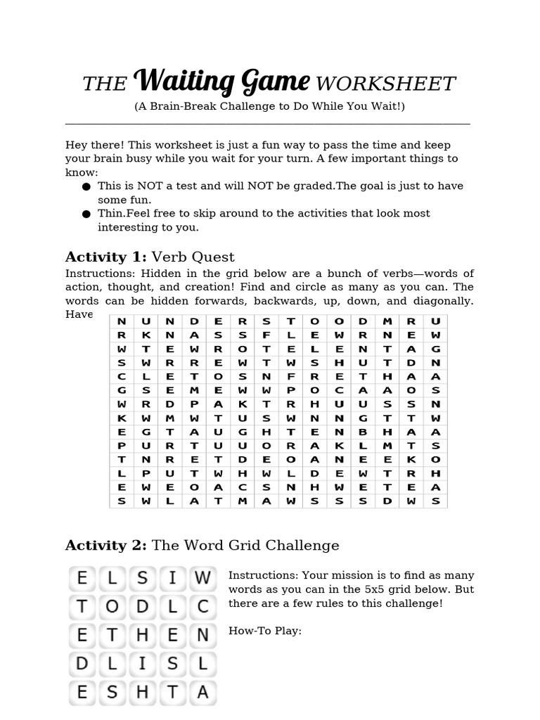 THE Waiting Game WORKSHEET | PDF | Chess Openings | Chess