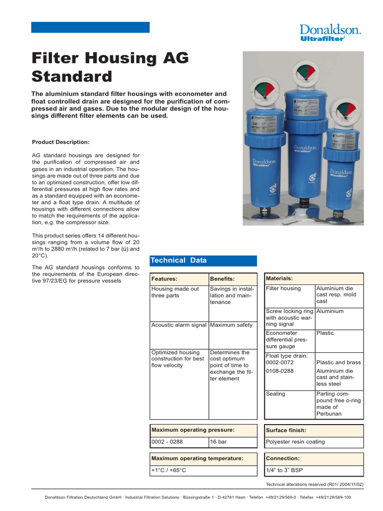Industrial Filter Housings AG Series | PDF | Mechanical Engineering ...