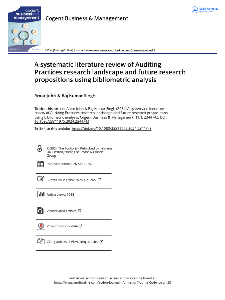 Auditing Practices: A Bibliometric Review | PDF | Audit | Corporate ...