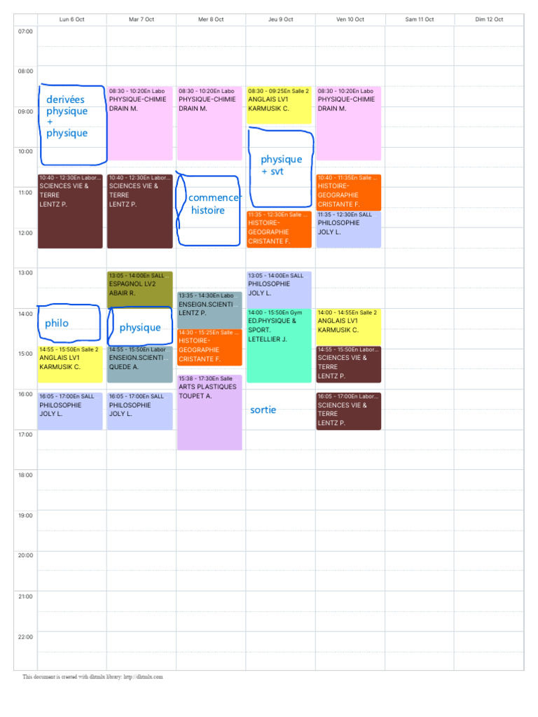 Emploi du temps des cours scolaires | PDF