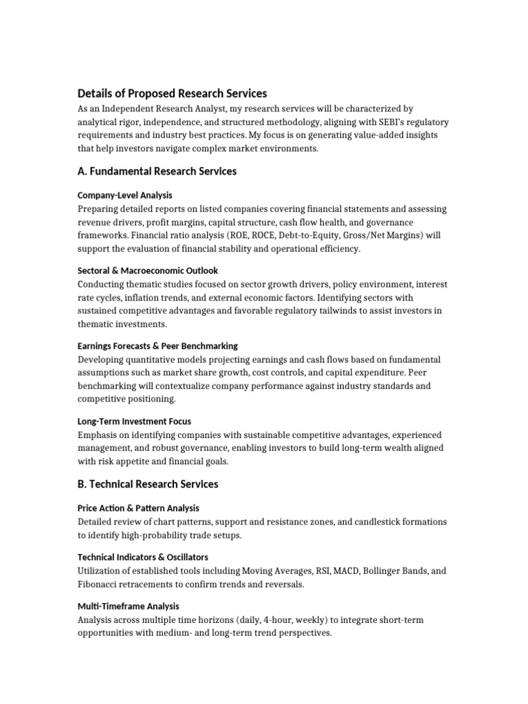 Details of Proposed Research Services | PDF | Investing | Risk