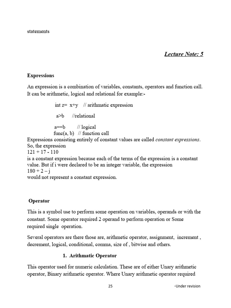 Understanding C Operators and Expressions | PDF | Control Flow | Arithmetic