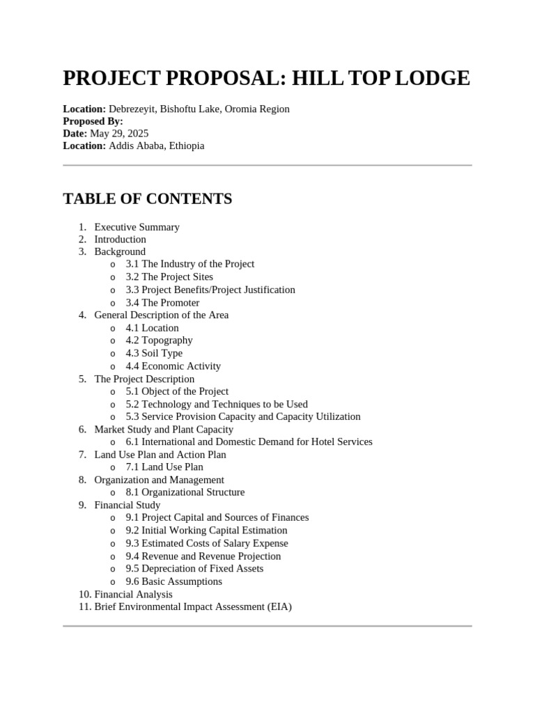 Hill Top Lodge Project Proposal | PDF | Depreciation | Expense