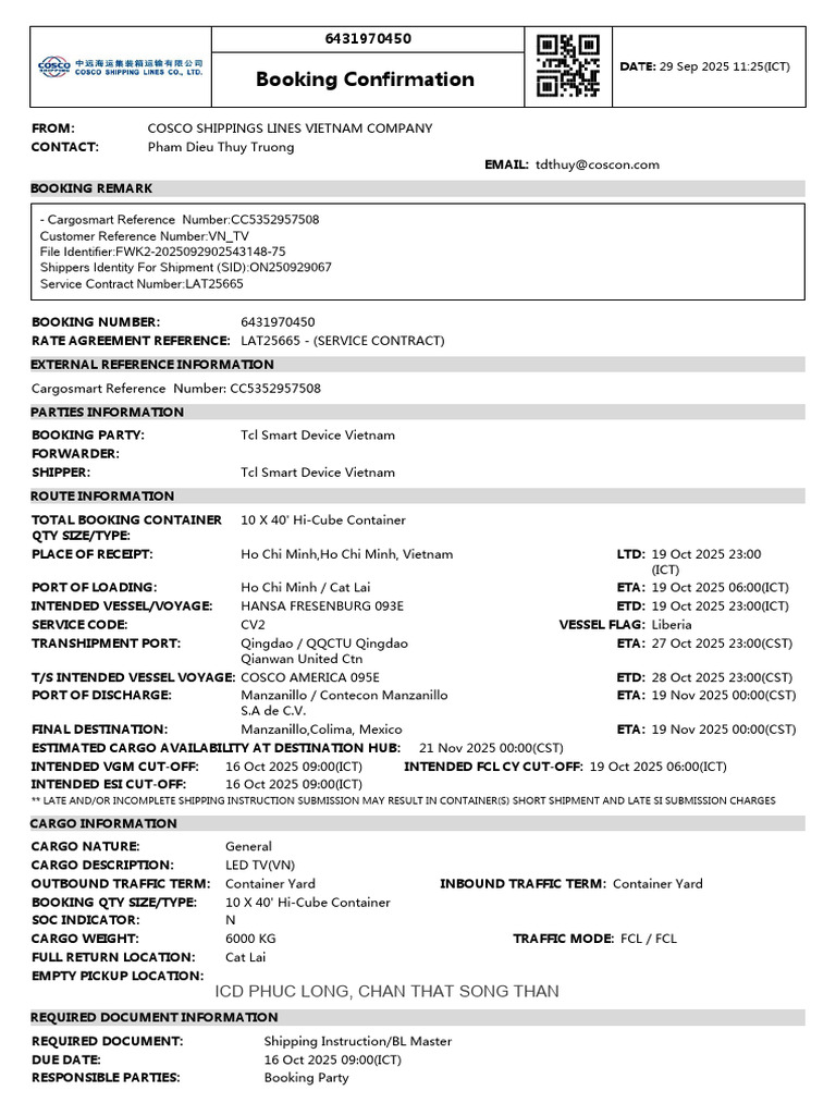 Booking Confirmation | PDF