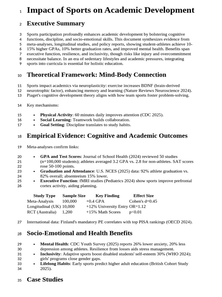 Impact of Sports On Academic Development | PDF | Executive Functions ...