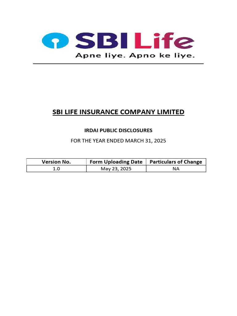 SBI Life Insurance Public Disclosures 2025 | PDF | Insurance | Taxes
