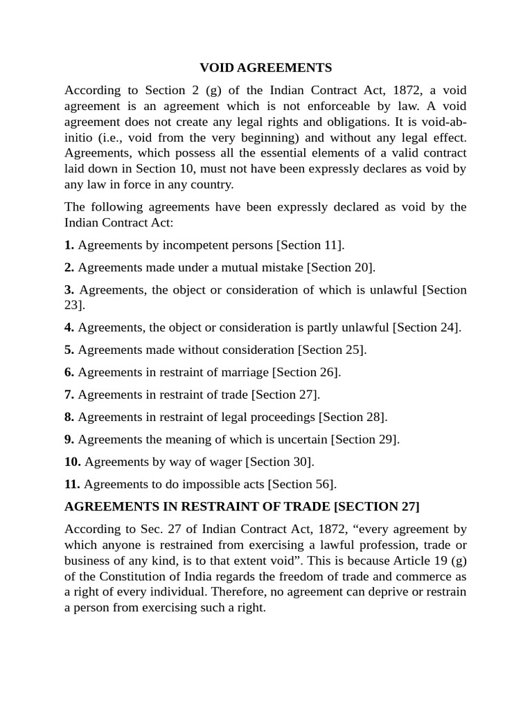 Understanding Void Agreements in India | PDF | Gambling | Private Law