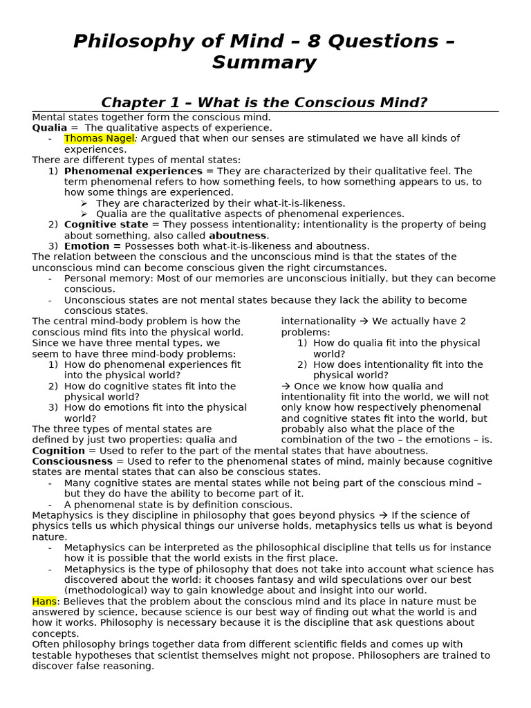 Philosophy of Mind: Consciousness Explained | PDF | Mind | Consciousness