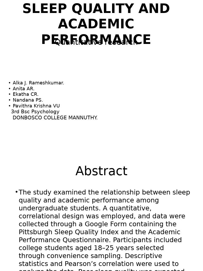 Sleep Quality's Impact on College Performance | PDF | Sleep | Statistics