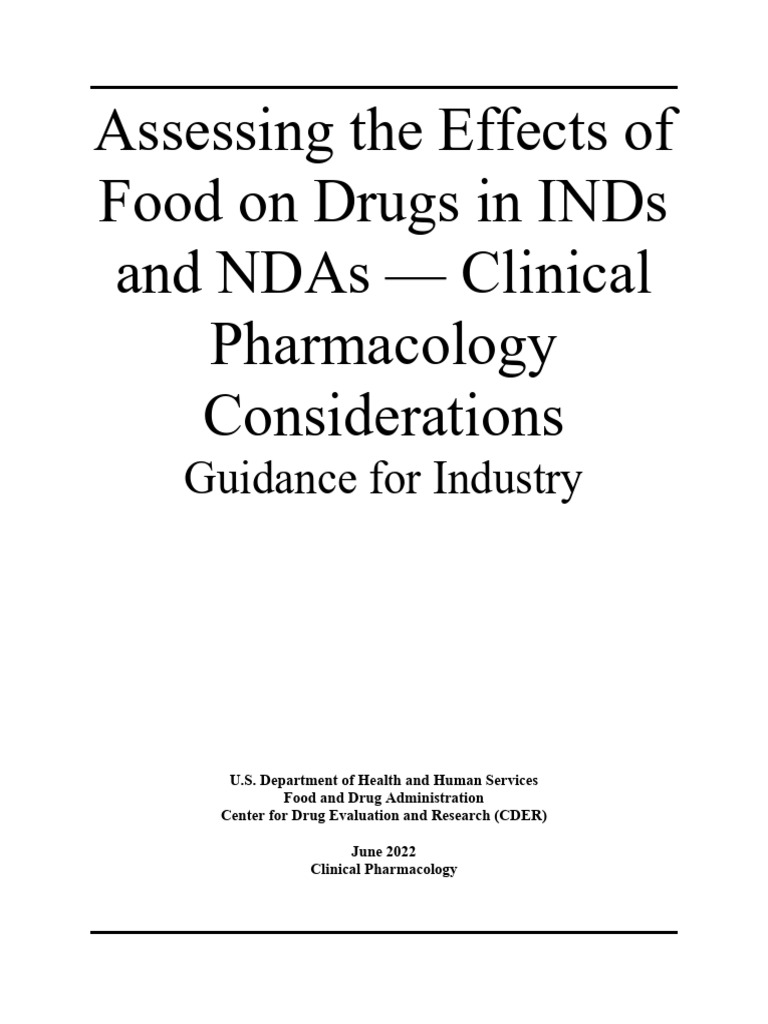 FDA Guidance on Food-Effect Studies 2022 | PDF | Bioavailability ...