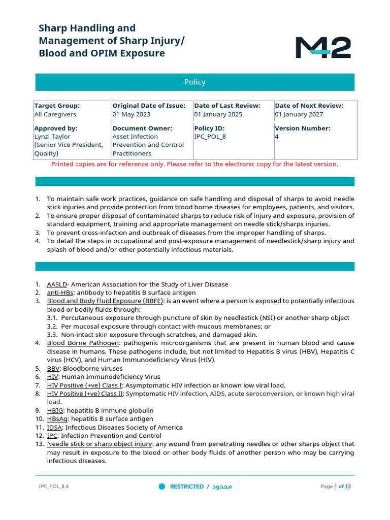Sharp Handling and Management | PDF | Hepatitis B | Infection