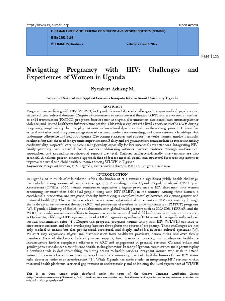 Challenges for Pregnant Women with HIV in Uganda | PDF | Management Of ...