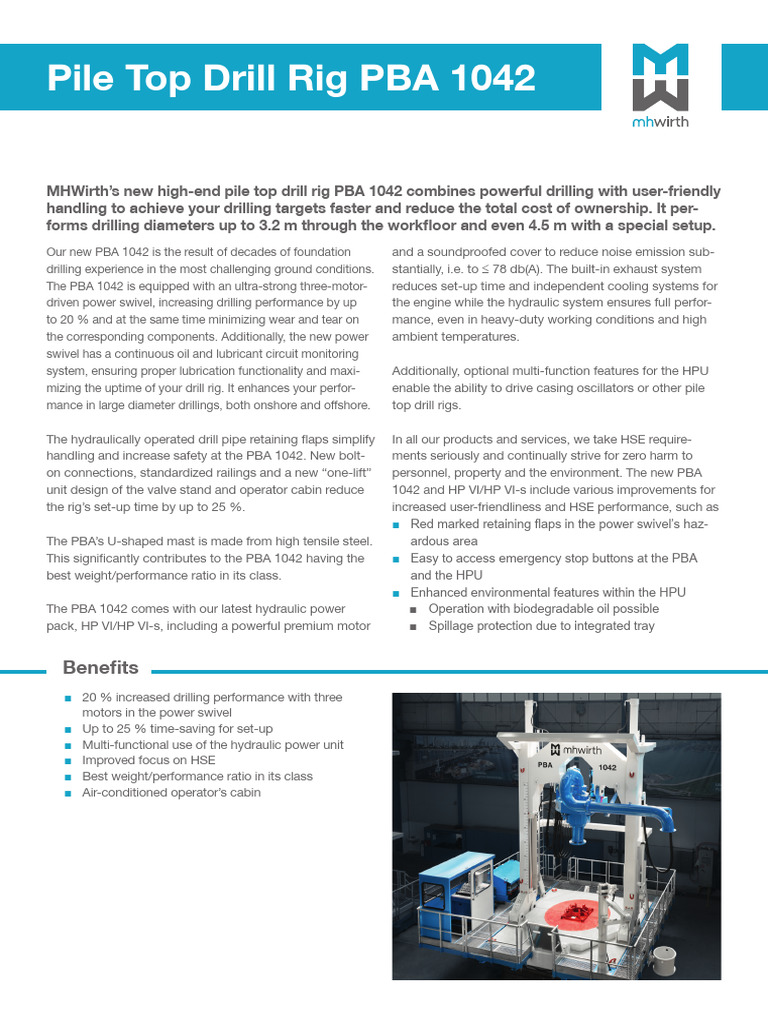 MHWirth PBA 1042 Drill Rig Overview | PDF | Oil Well | Drilling Rig