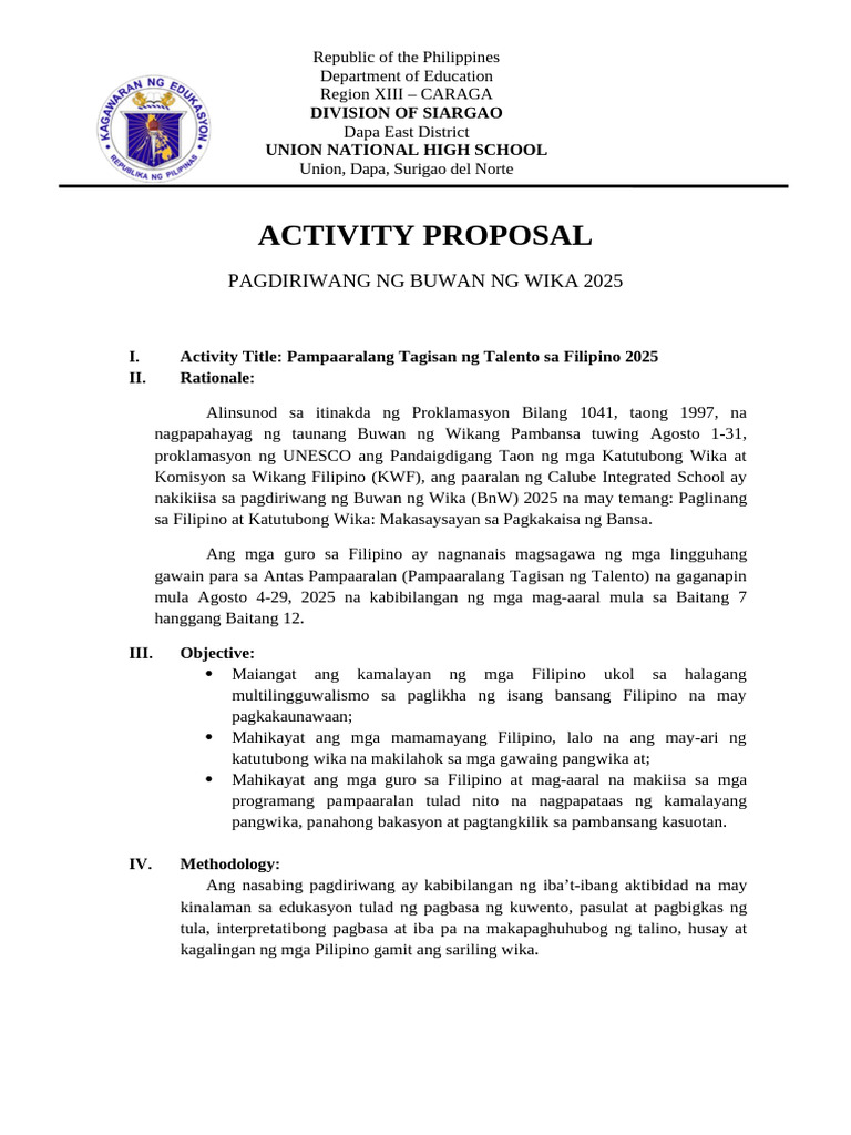 Acitvity Proposal and Action Plan | PDF