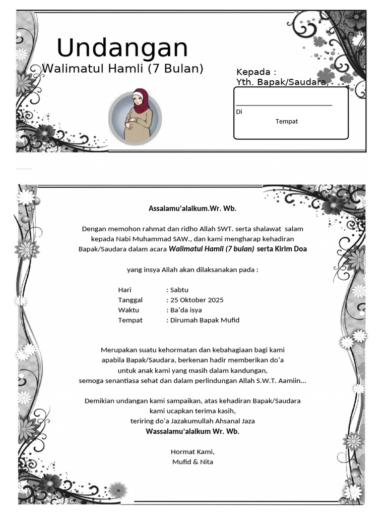 Undangan Walimatul Hamli 7 Bulan | PDF