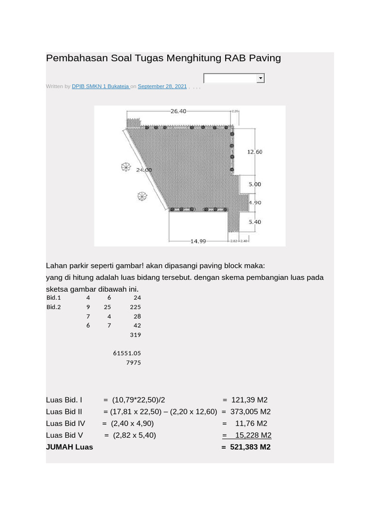 RAB Paving Block: Hitung Luas dan Biaya | PDF