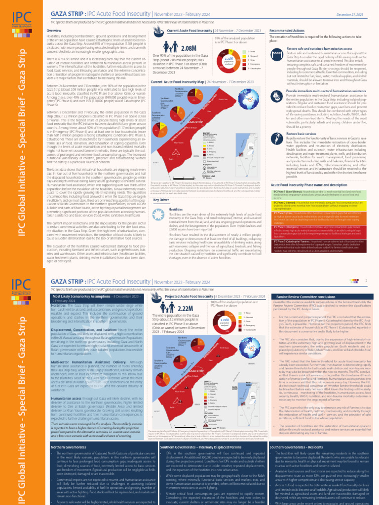 IPC Gaza Acute Food Insecurity Nov2023 Feb2024 | PDF | Malnutrition ...