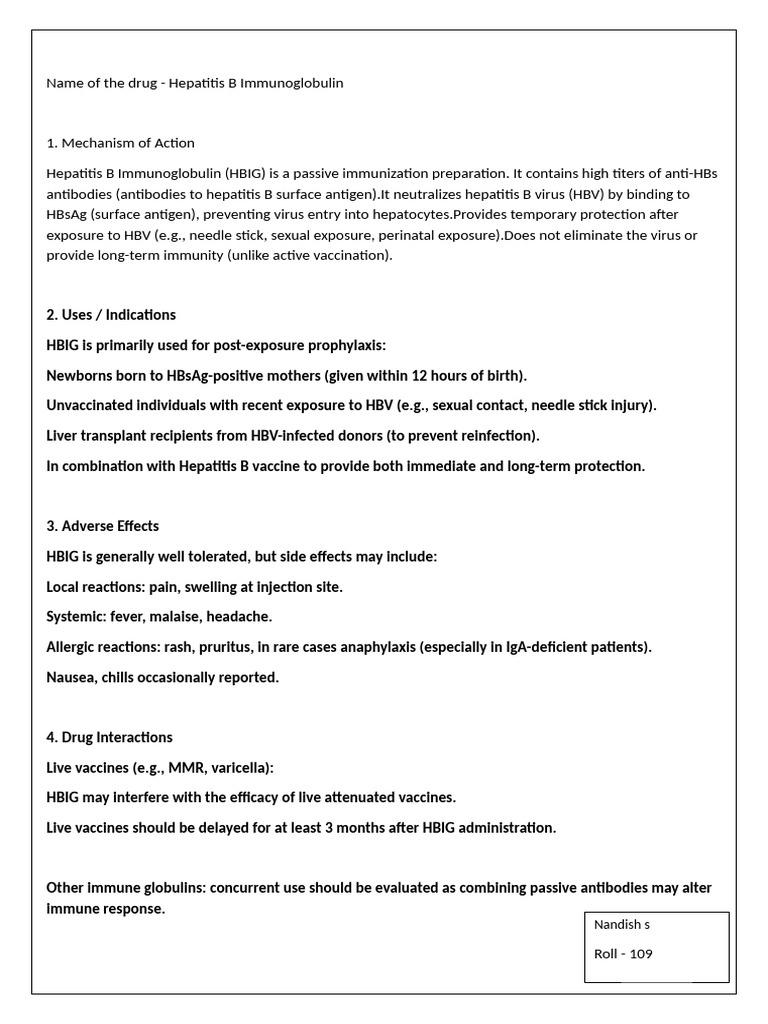 Hepatitis B Immunoglobulin | PDF
