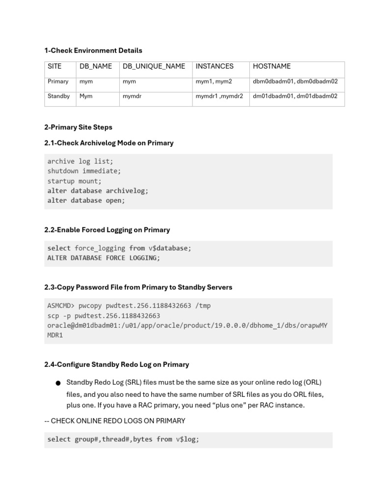 Oracle Database Standby Configuration Guide | PDF | Computing | Data ...